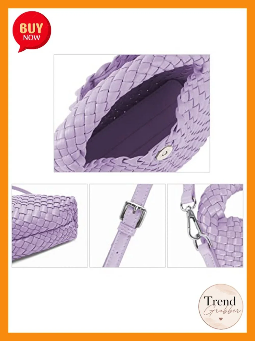 Small Woven Vegan Leather Crossbody Tote Bag with Detachable Strap